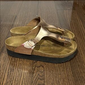 Birkenstock bronze platform Papillio thong flip flop sandals sz 7